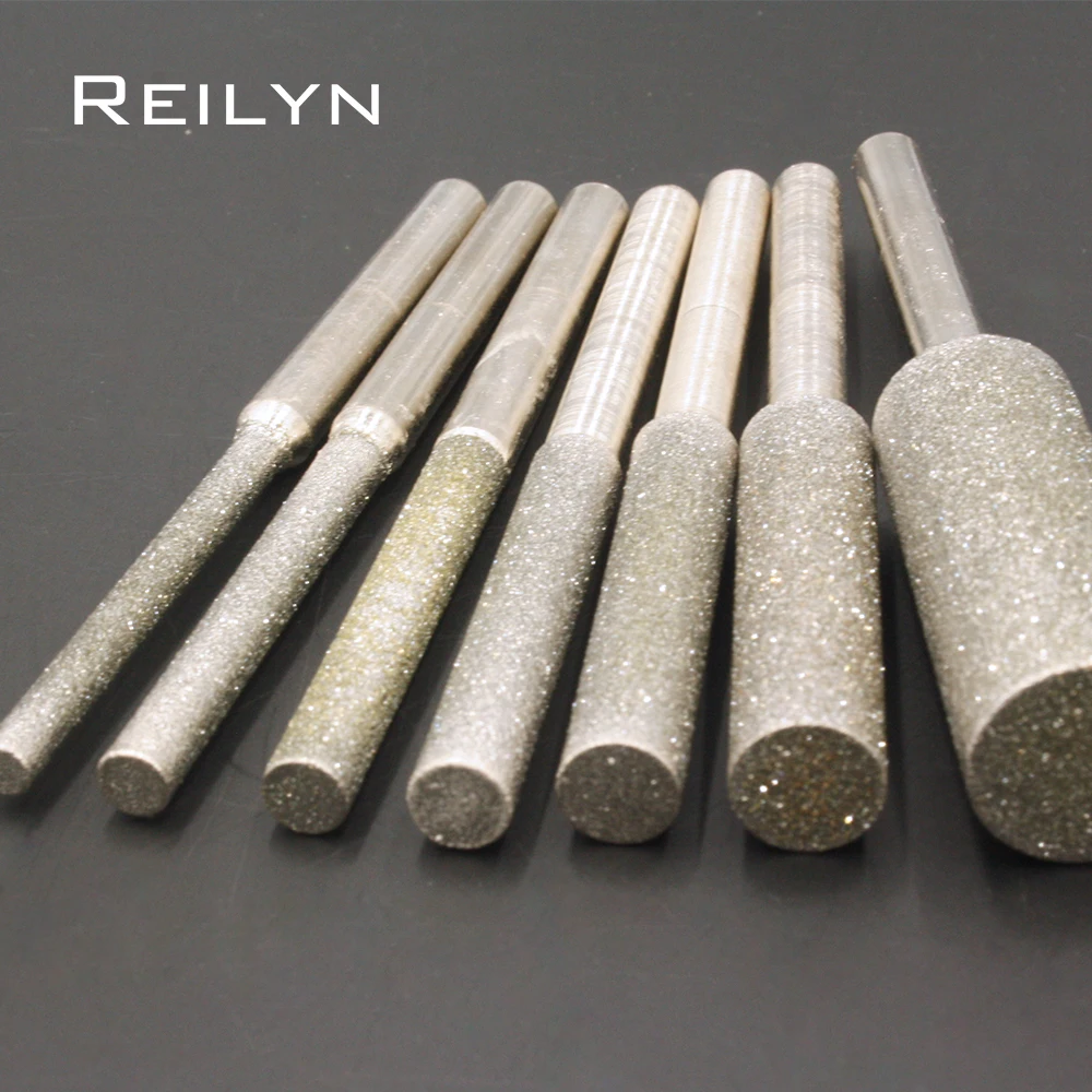 1pc 150# ultra-long Cylinder Diamond Grinding Bits 4-15mm Diamond grinding points Metal Abrasive bits jade stone grinding burr