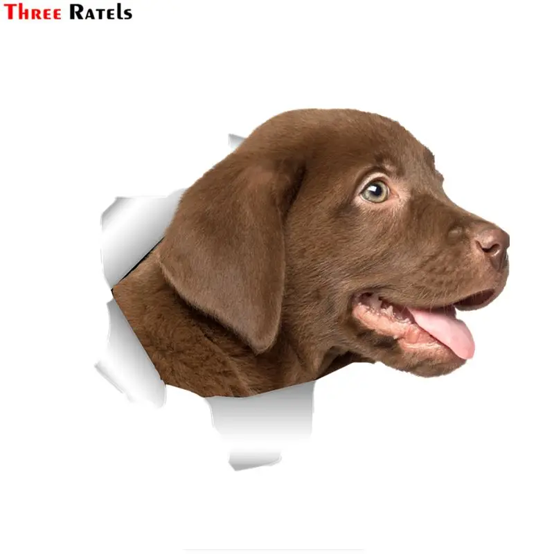 

Three Ratels QD21 Cute 3D Torn Metal Design Labrador_Retrievers Dog Car Stickers Fun