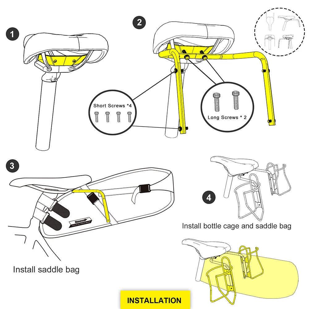 Rhinowalk Bike Bag 10L-13L Waterproof Bicycle And Stabilizer Bracket Mount Large Capacity Saddle Tail Rear Bike Bag