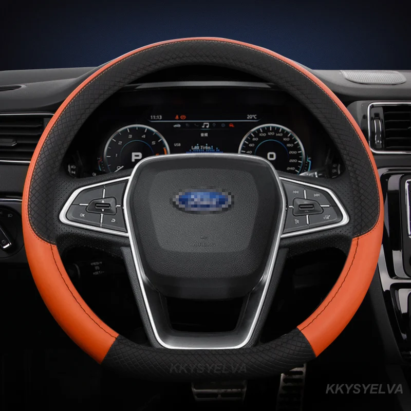 Car Steering-wheels Cover 37 38cm for Ford EcoSport Escape Kuga Expedition EL Max Explorer Galaxy S-Max F-Series Raptor Focus