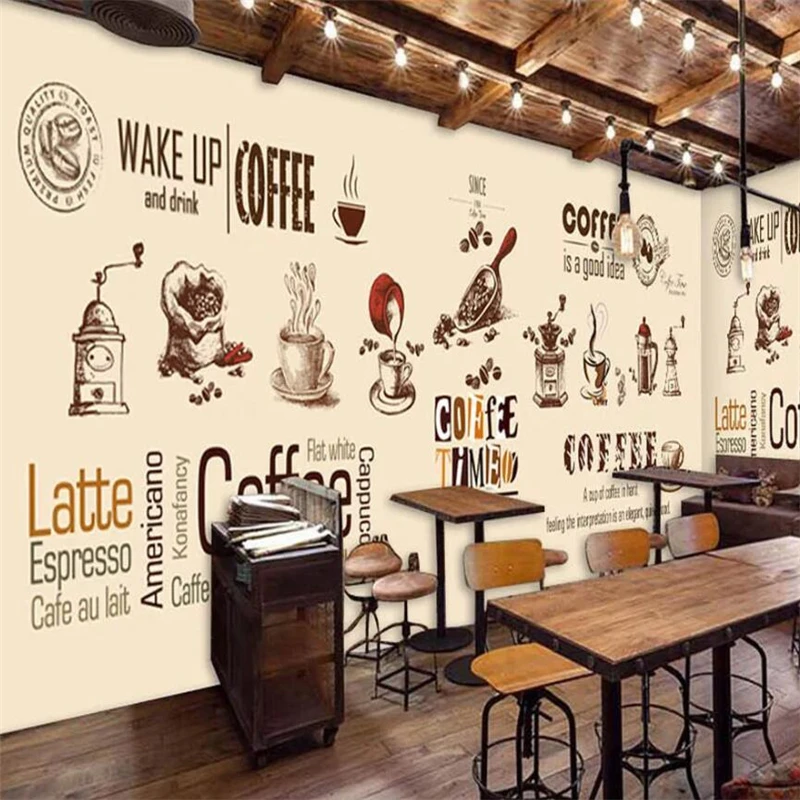 

Beibehang Custom wallpaper 3d simple murals high-end hand-painted European and American coffee shop tv background wall paper 3d