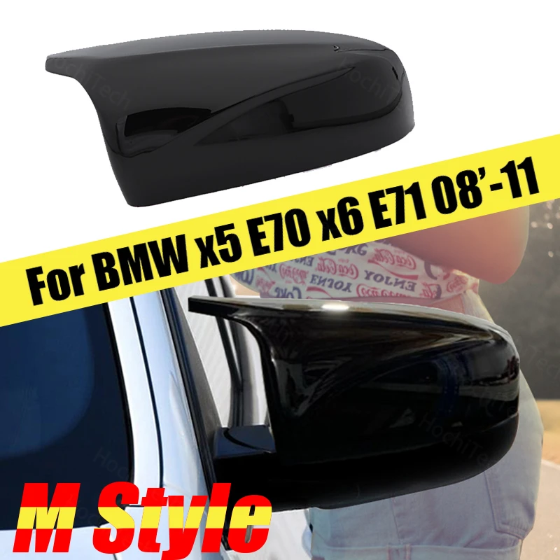 

Replacement Horn Mirror Caps High Quality Rearview Mirror Cap M Style Mirror Cover for BMW X5 E70 X6 E71 2018-2013 Bright Black