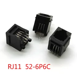 20pcs RJ11 socket 52-6P6C seat RJ12 phone jack female 6-core crystal head 180 degrees vertical