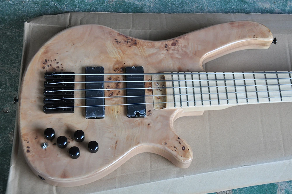 5 Strings Natural ASH Electric Bass Guitar with Active Circuit,Maple Fretboard,Providing Customized Service