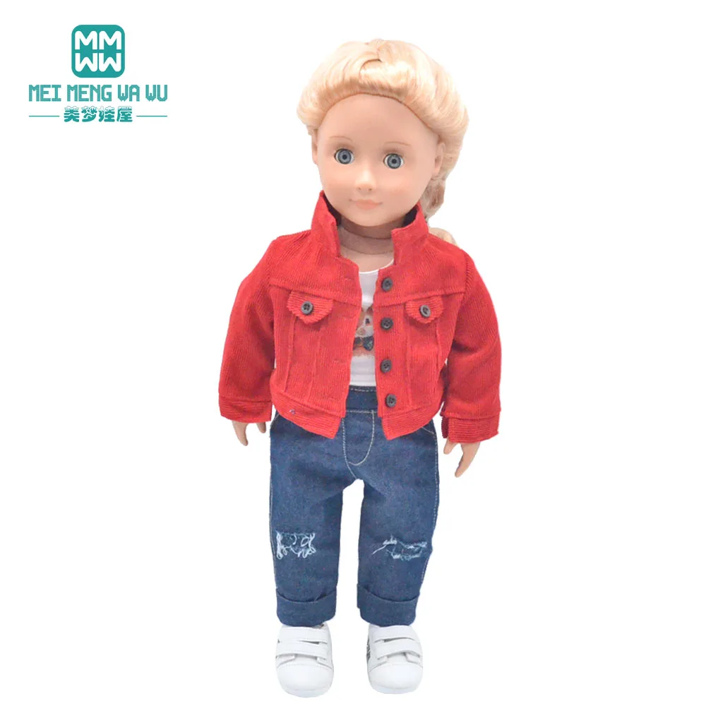 Clothes for Doll Fit 45 cm American Doll Accessories Fashion Denim Shorts Woolen Coat Jacket Dress Gift