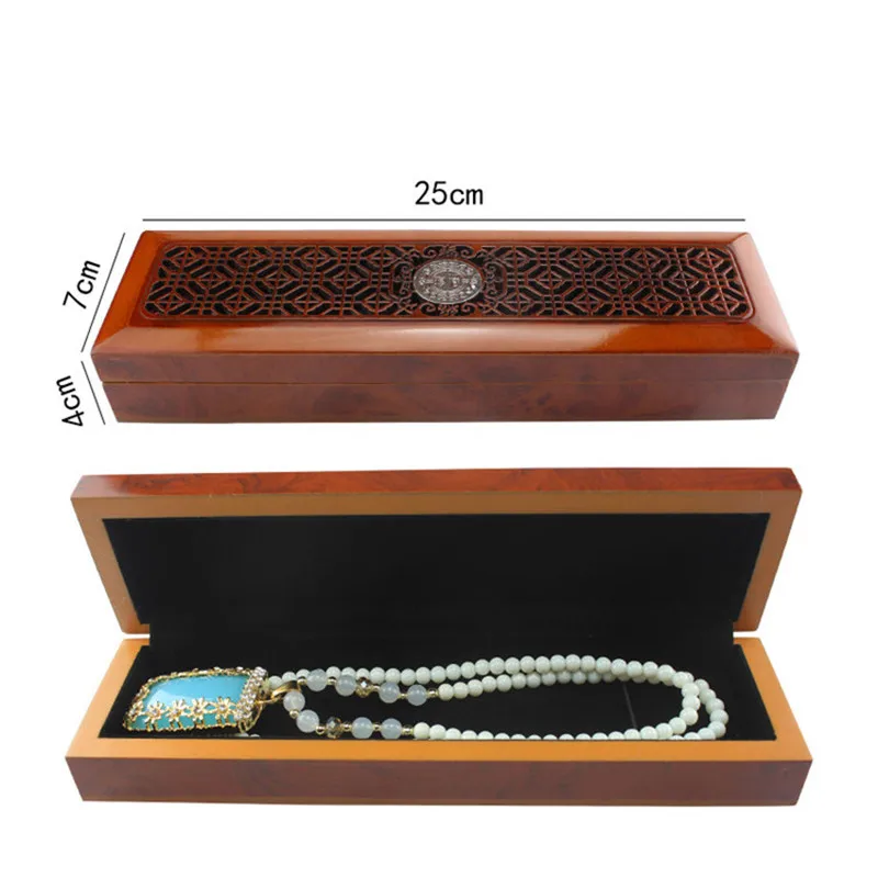 Wooden Hollow Jewelry Box Chinese Style Gift Box Jade Bracelet Earrings Buddha Beads Storage Box Exquisite Jewelry Case Organize