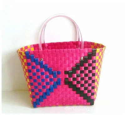 Handmade Woven Colorful Picinic Short Holiday Shopping Vegeatables Bags Fashion Environmental Eco Bags Recyable