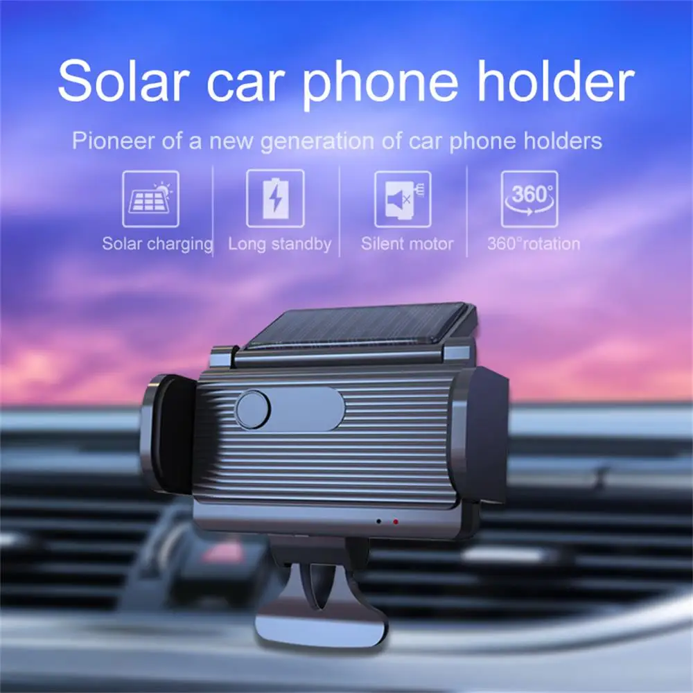 New Solar Powered Electric Car Phone Holder 360 Rotation Solar Charging Mobile Phone Holder Car Charger Wireless For IPhone