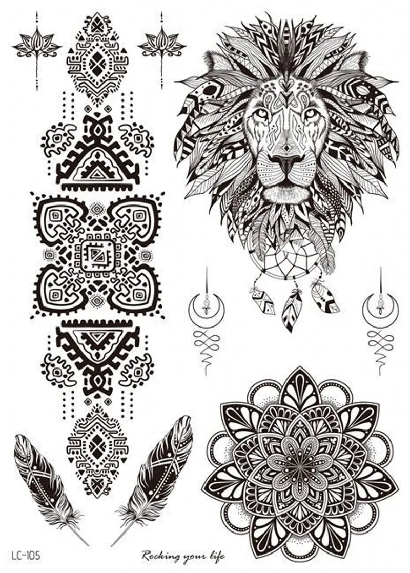 Women Waterproof Temporary Tattoo Sticker Mandala Flower Tattoos Rose Peonies Body Art Water Transfer Clavicle Temporary Tattoo