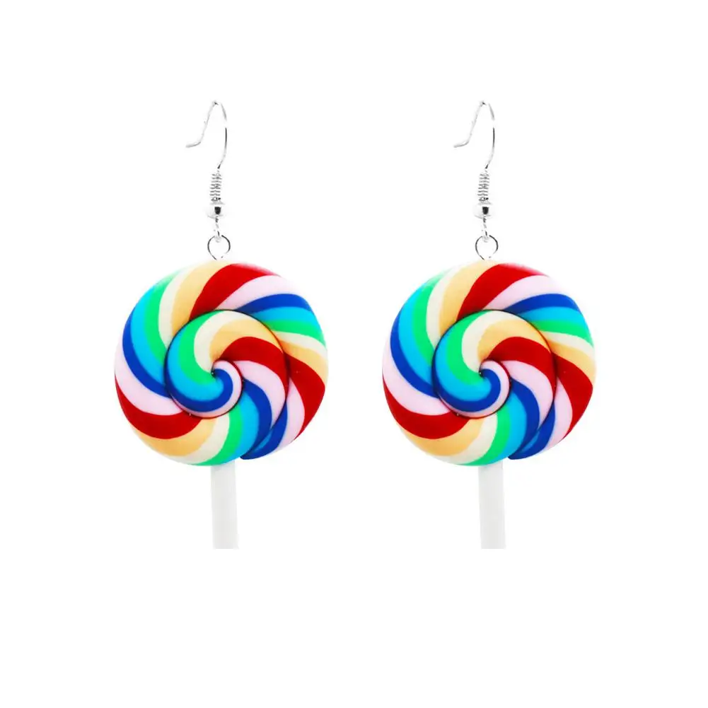 Women Fashion Rainbow Earrings Lollipop Candy Dangle Hook Earrings Trendy Jewelry Party Gift kolczyki aretes de mujer