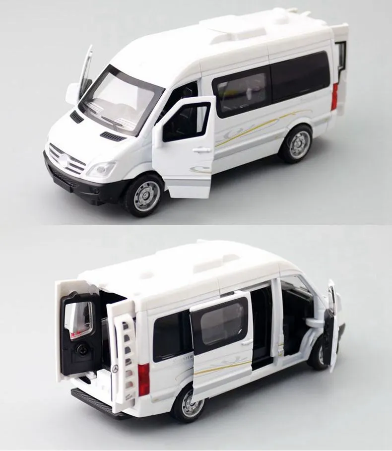 Échelle 1:32 M-B Sprinter MPV Van Jouet Voiture Moulé Sous Pression Véhicule Modèle nervure Retour Son Lumière Portes Ouvrables Collection Cadeau pour Enfant