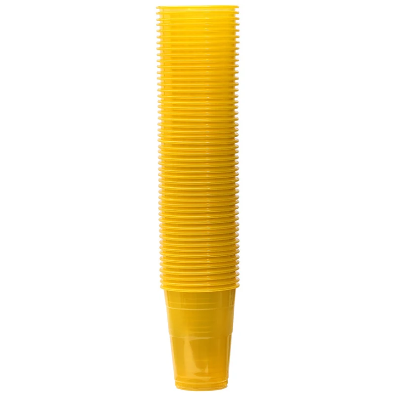 50 Pieces x Party Wedding Supplies, 8oz/220ml Yellow Famous Service Impact Plastic Cup