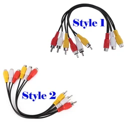 24cm 3 RCA Male to 6 RCA Female Plug Audio Video AV Cable Adapter RCA Jack Splitter Cable Extension AV Cord For TV DVD