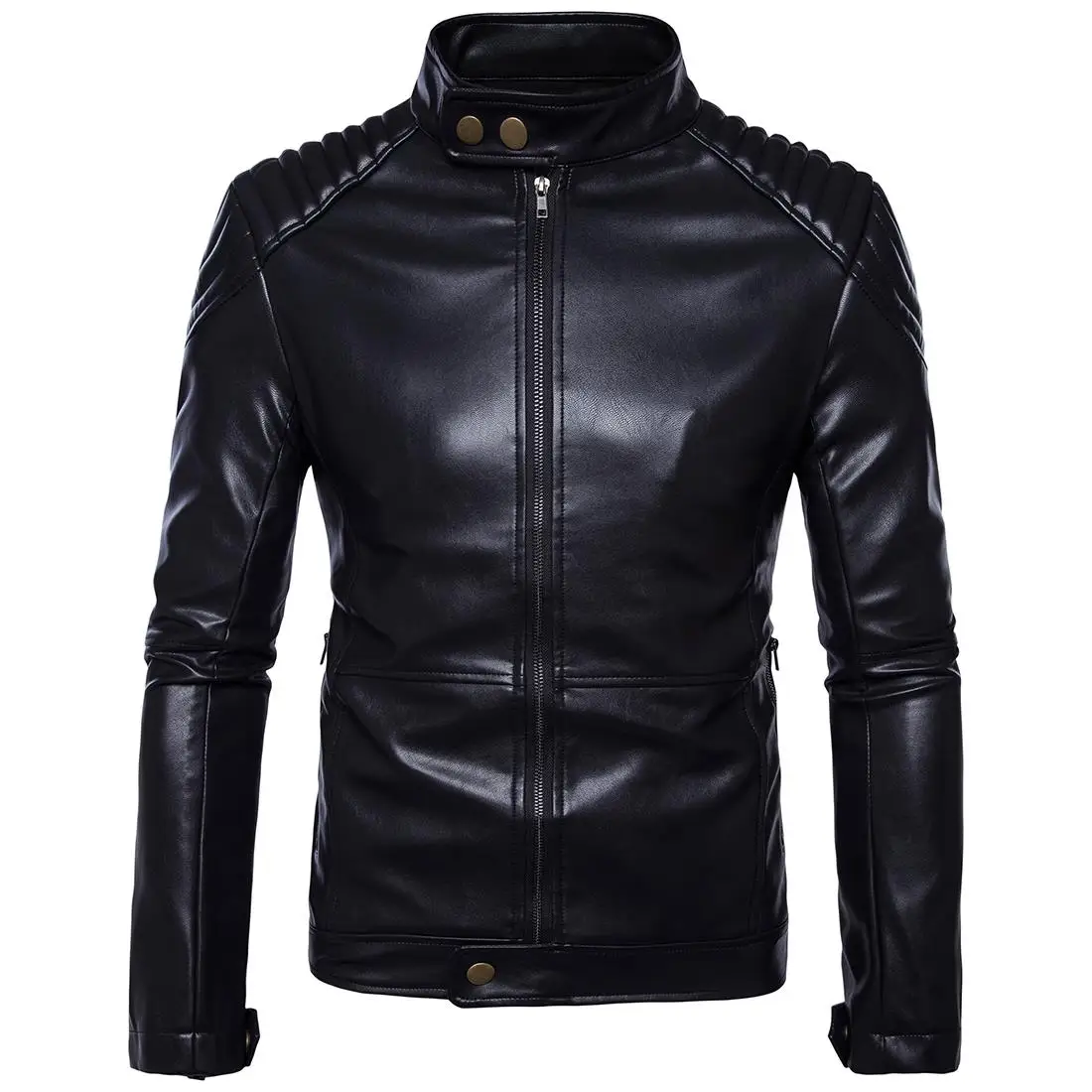 

MRMT 2024 brand men's jacket slim pu leather men's jacket zip collar stand casual leather jacket coat clothing