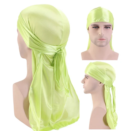 Imagen 2 del producto Durag bufanda sedosa de cola larga musulmán Doo trapo sombrero pirata gorros de quimio Durag sombrero de calavera turbante banda para el cabello Bandanas 18 colores para elegir
