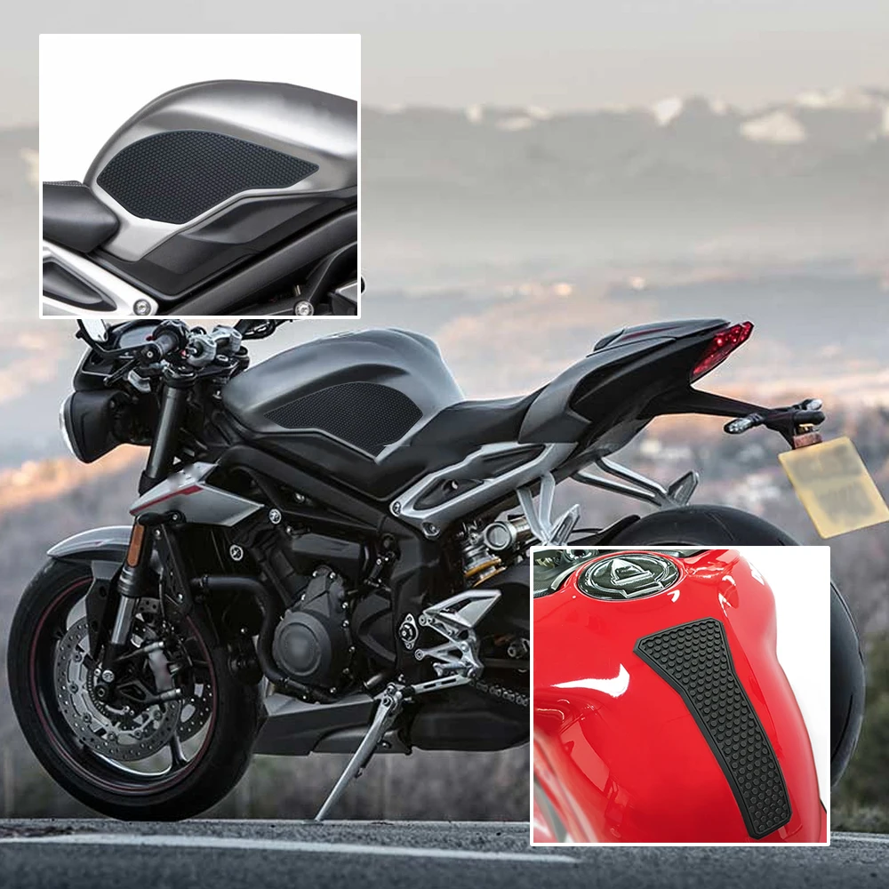 For STREET TRIPLE 765 R/RS Fuel Tank Pads Protector Stickers Decal Gas Knee Grip Traction Pad Side Sticker For DAYTONA 675 /R