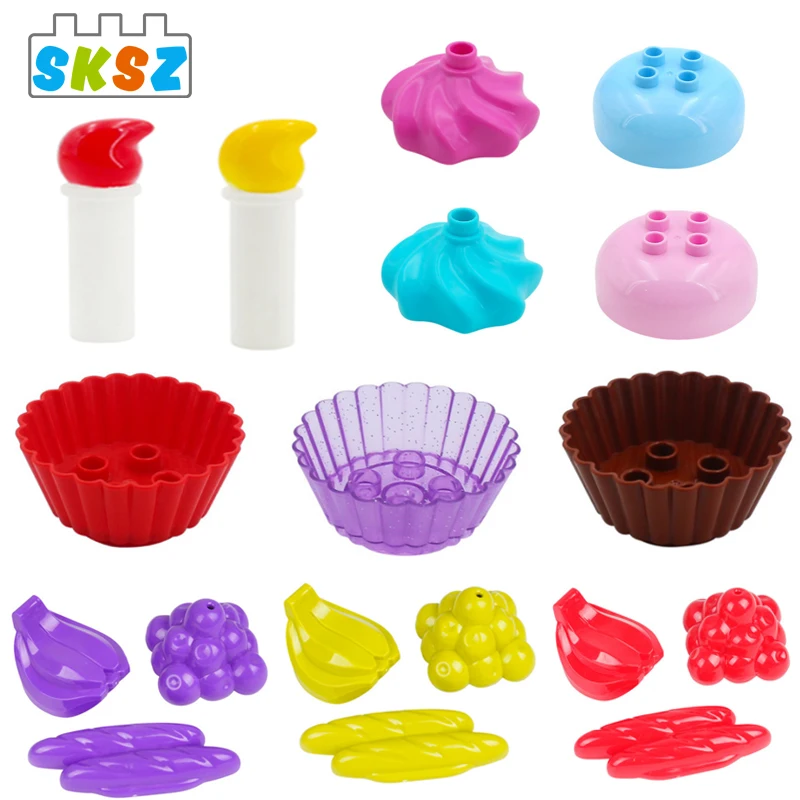 DIY Big Size Diy Building Blocks Accessories Cake Ice Cream Candle Birthday Compatible with Idea Toys for Children Kids Gifts