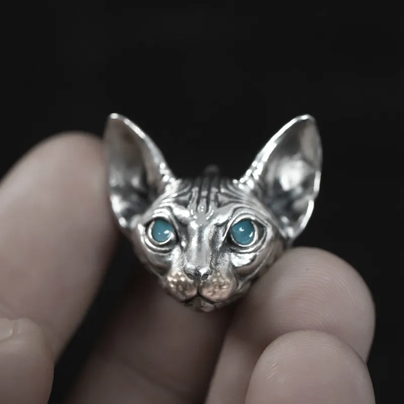 Retro Silver Plated Sphink Cat Stud Earrings Men's and Women's Punk Animal Cat Stud Earrings Punk Cool Earrings Fashion Jewelry