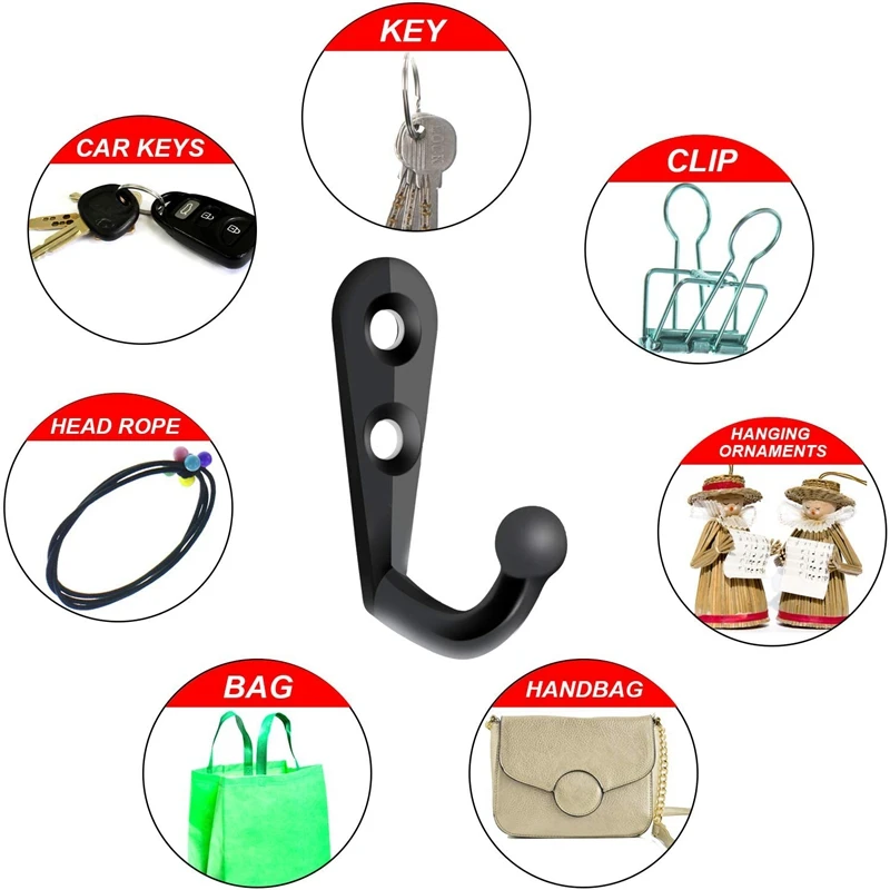 100 Pieces Of Double-Hole Wall Mounted Single Hook Robe Hook Coat Hook and 210 Pieces Of Screws for Hanging Key Hook Drop Ship