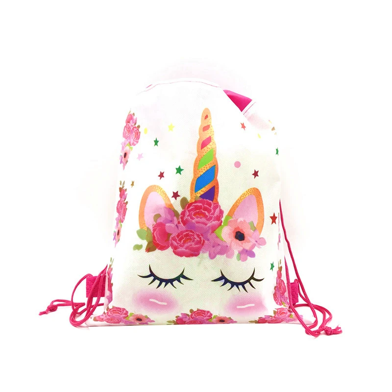 6/12/24/30PCS Unicorn Drawstring bag for Girls Travel Storage Package Cartoon School Backpacks Children Birthday Party Favors