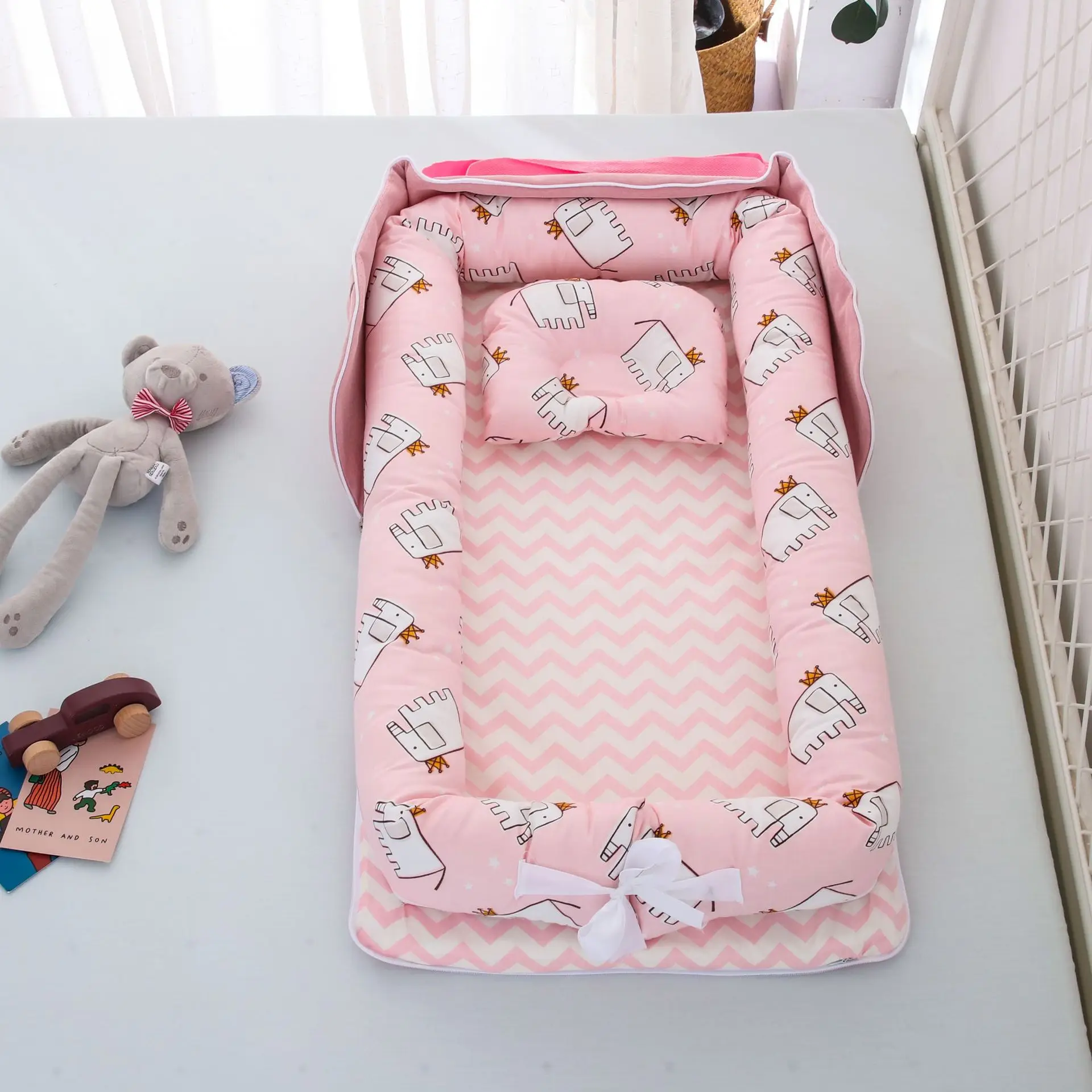 LazyChild Portable Baby Nest Bed For Boys Girls Travel Bed Infant Cotton Cradle Crib Baby Newborn Bed