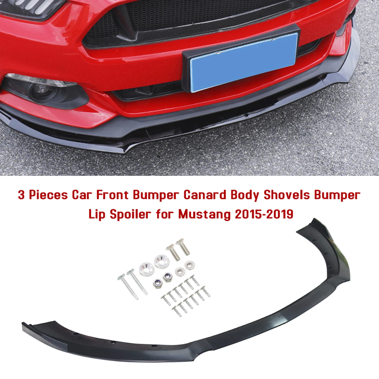 

For Mustang 2015-2019 Car Front Canard Splitter Body Shovels Bumper Lip Spoiler Replacement ABS Car Accessories Auto Parts