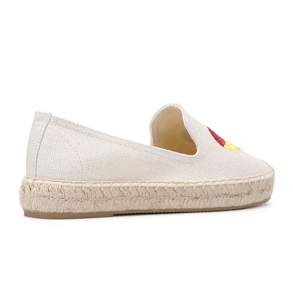 2021 Sapatos Direct Selling Flat Platform Hemp Rubber Slip-on Casual Spring/autumn Heart-shaped Womens Espadrilles Shoes