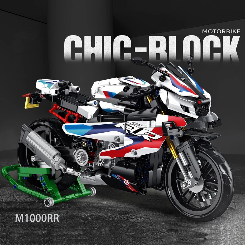 2022 New Technical M1000 RR Motorcycle Building Blocks Assembling Model City High Tech Sports Car Bricks Toys for Boys Gift Set