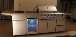 Supper Luxury Outdoor Stainless Steel 304 (dont rust) Gas BBQ Grill with Refrigerator,SKEWER,MOTOR
