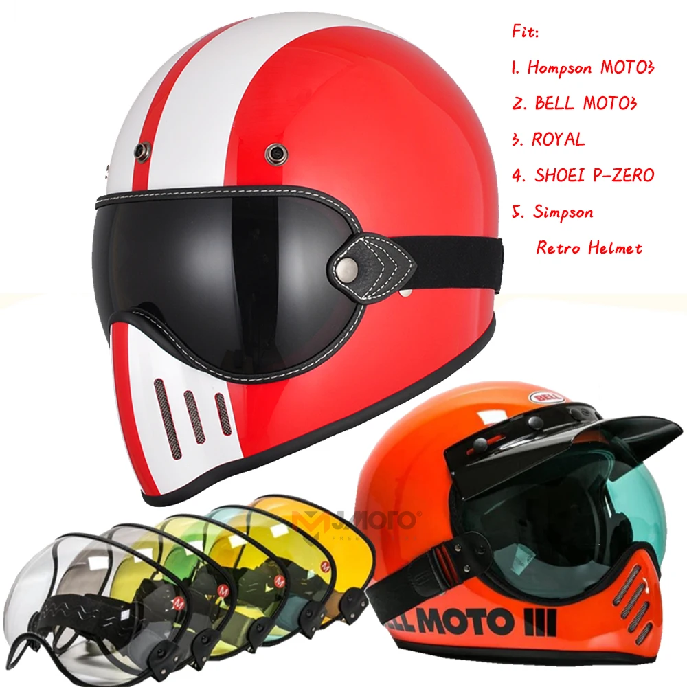 bell bubble visor helmet Motorcycle Bell Bubble Visor Motorcycle Helmet Bubble Visor Lens Goggles  Anti-fog For BELL
