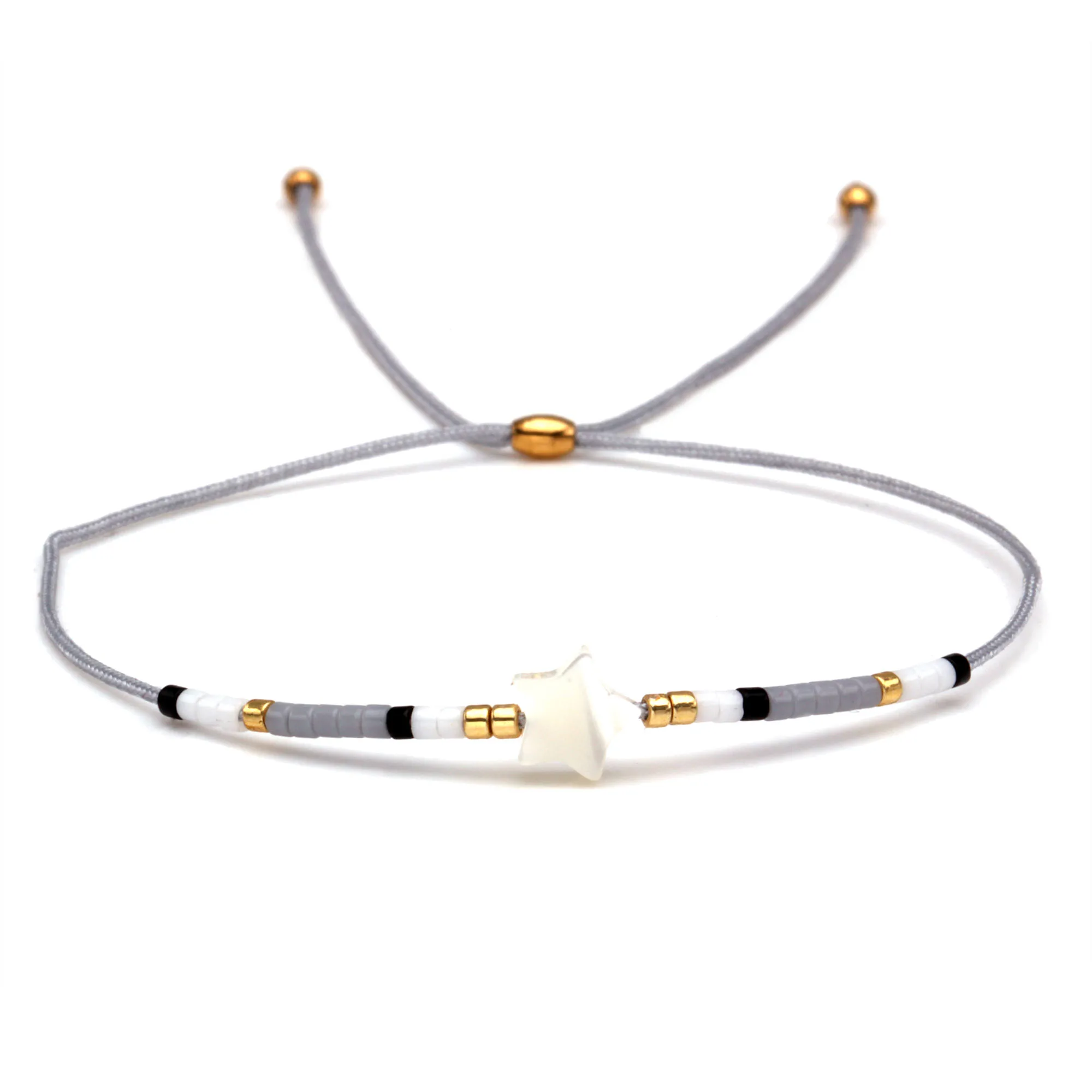 Boho Miyuki Glass Seed Beads Stainless Steel Beads White Seahell Star Bracelet Women Men Cute Multicolored Beads Surf Jewelry He