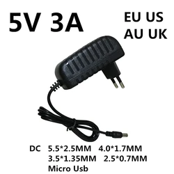 1 pz DC 5V 3A 3000MA Micro Usb Ac/dc adattatore di alimentazione EU US AU UK Plug caricabatterie 5V3A per Raspberry Pi Zero Tablet Pc