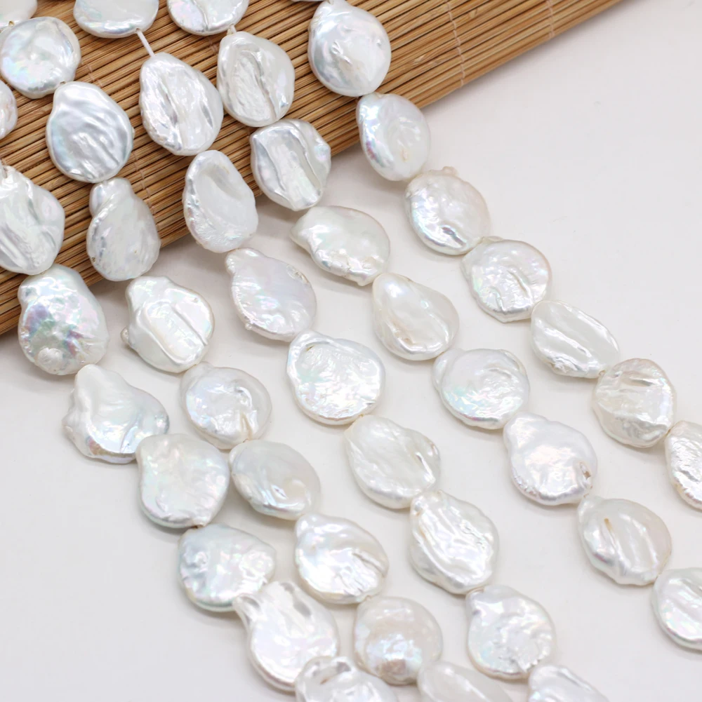 

Natural Freshwater Pearls White Irregular Round Pearl Beads For Necklace Bracelet Accessories Jewelry Making DIY Size 16x17mm