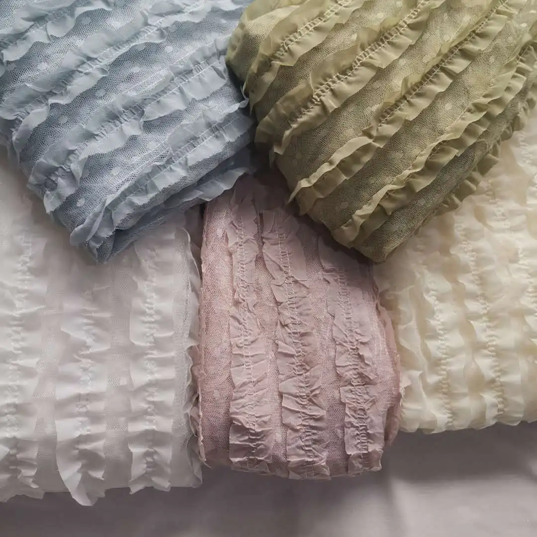 

2020 New Style Big Polka Dot Net Yarn Bottom Chiffon Lace Fashion Lace Fabric 130cm