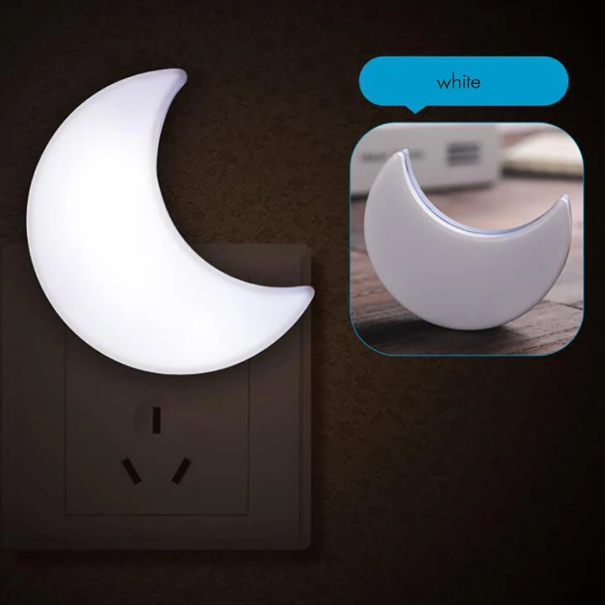 Lampka nocna z czujnikiem światła w kształcie księżyca Lampka nocna LED z czujnikiem zmierzchu do świtu do sypialni dziecięcej, łazienki, wtyczki US/EU