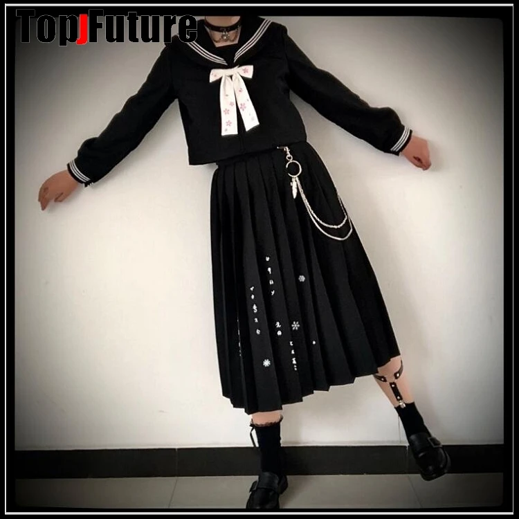 

gothic Lolita cosplay costume Japanese sailor suit [snow spirit] dark bad JK uniform Punk Gothic basic JK UNIFORM