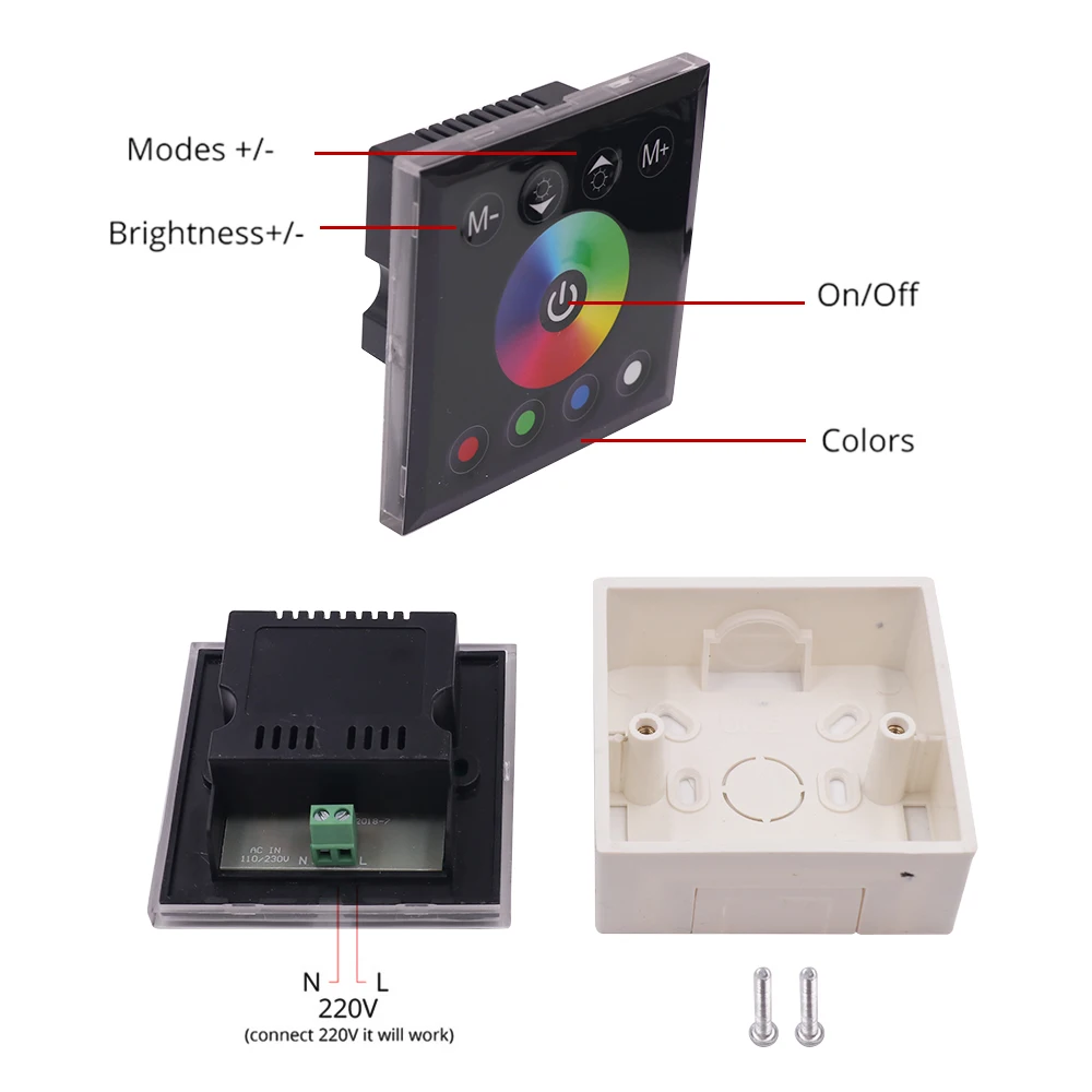 Touch Remote Control Set 220V 110V RGB RGBW Led Strip Light interruttore di alimentazione RF Touch Panel Panel Controller Swithing 1500W