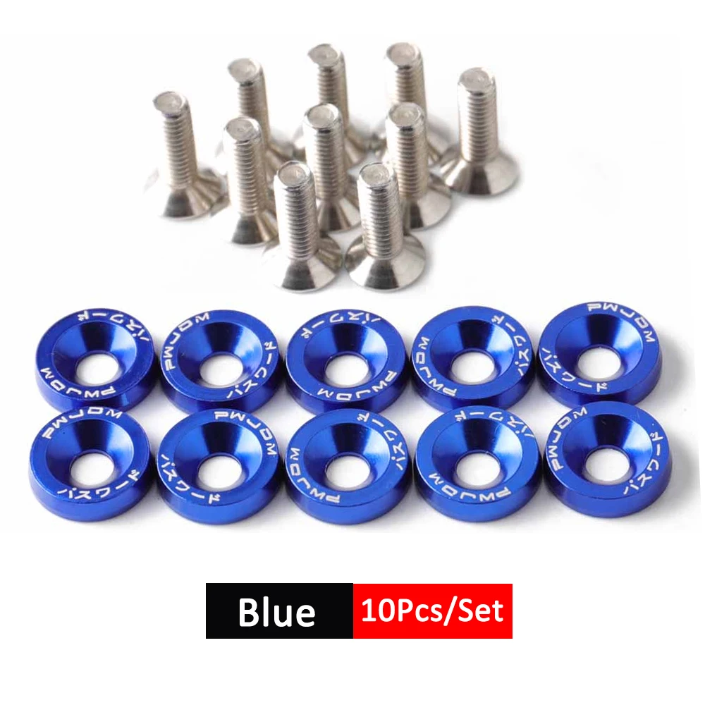 DSYCAR 1Set Billet Aluminium Kotflügel Stoßstange Unterlegscheibe Bolzen Motorraum Schraube Dress Up Kit JDM M6x20mm Schrauben