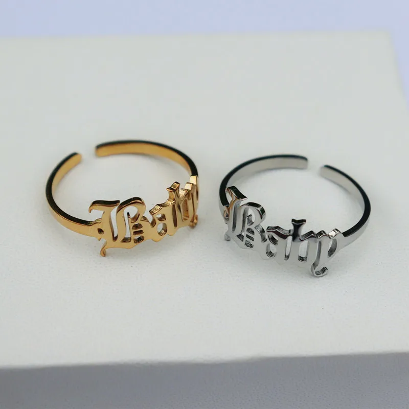 Anelli per bambini regolabili per ragazze gioielli in acciaio inossidabile vecchi anelli con lettere inglesi oro argento colore Bague Femme regalo