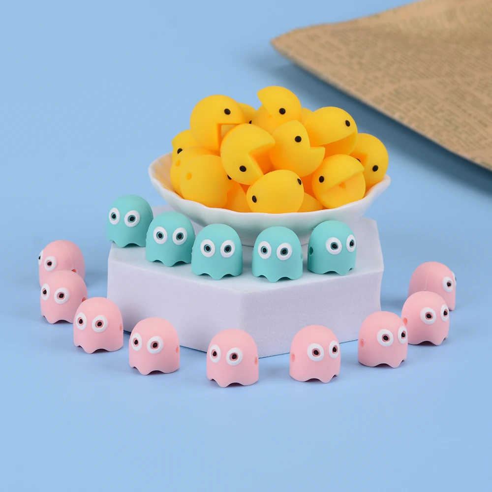 5PCS New Ghost Bead Baby Teething Silicone Beads BPA Free DIY Silicone Toy Food Grade Baby Accessories Pacifier Chain