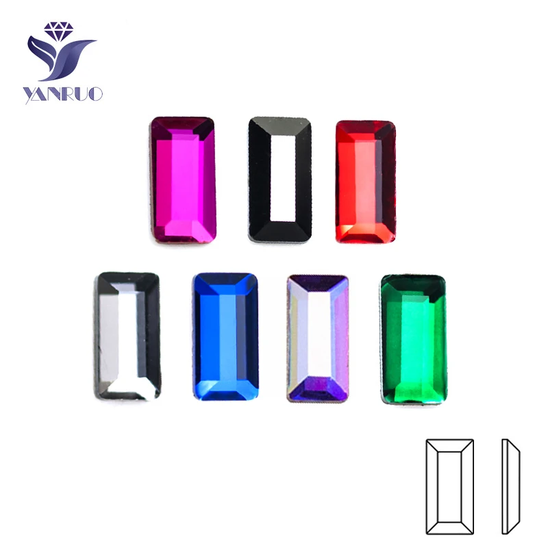 YanRuo 20 stücke 2,5 x5mm Flache Top Rechteck Glitter Kristall Glas Diamant Design Zubehör Flatback DIY Für Nagel Kunst Dekorationen