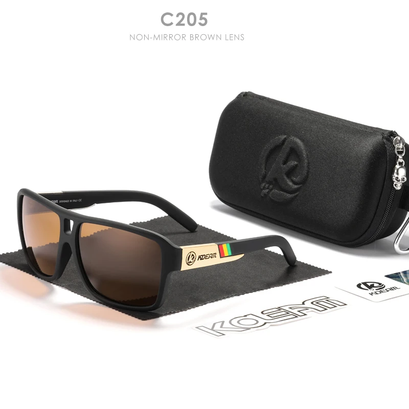 KDEAM Jam Lifestyle Herren-Sonnenbrille, polarisiert, quadratisch, übergroß, Blitzspiegel, Sonnenbrille, Hartbox im Lieferumfang enthalten – Detail 9