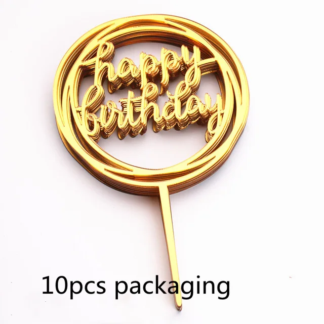 10 Stück 36 Designs Happy Birthday Tortendekoration Rosa Gold Acryl Cake Toppers Baby Shower Kuchen Geburtstagsparty Kuchenflaggen Dekorationen – Detail 14