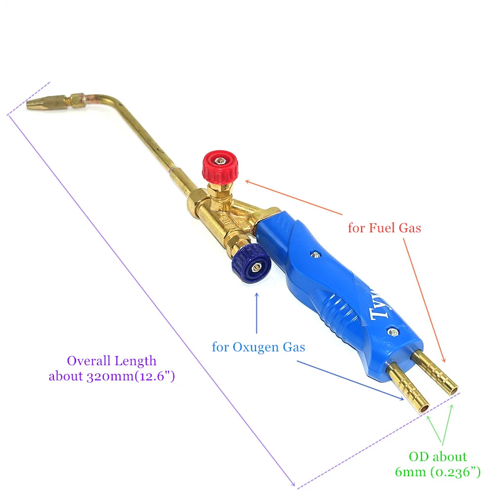 Gas Brazing Torch H01-2 Oxygen Propane Acetylene Liquified Gas for Steel Copper Aluminum Silver Braze Soldering Welding Torch