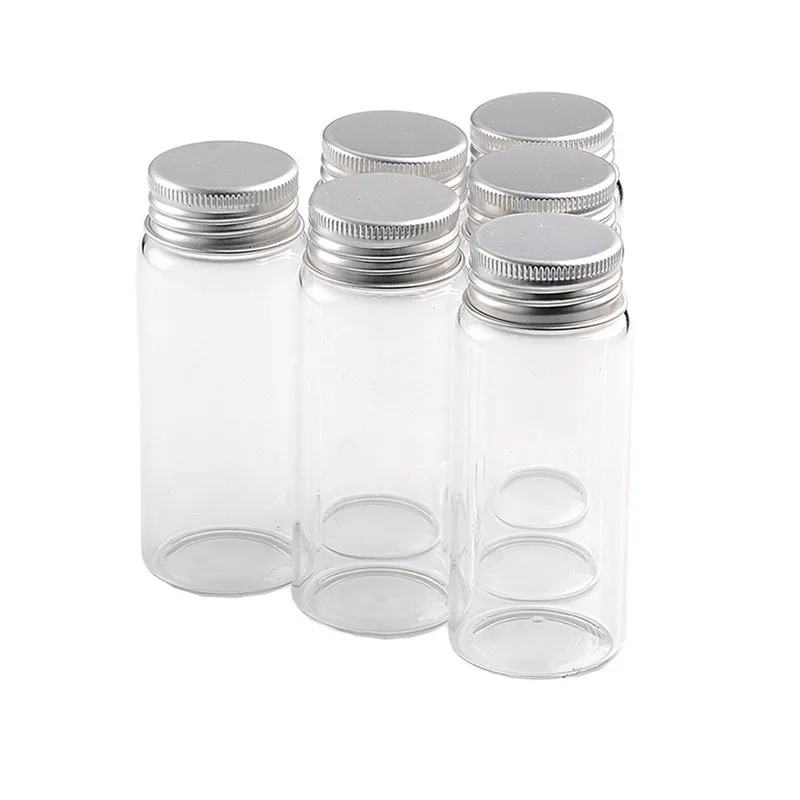 37*90*24mm 65ml Glass Bottles Aluminium Cap Transparent Clear Liquid Gift Candy Container Empty  Wishing Bottles Jars 12pcslot