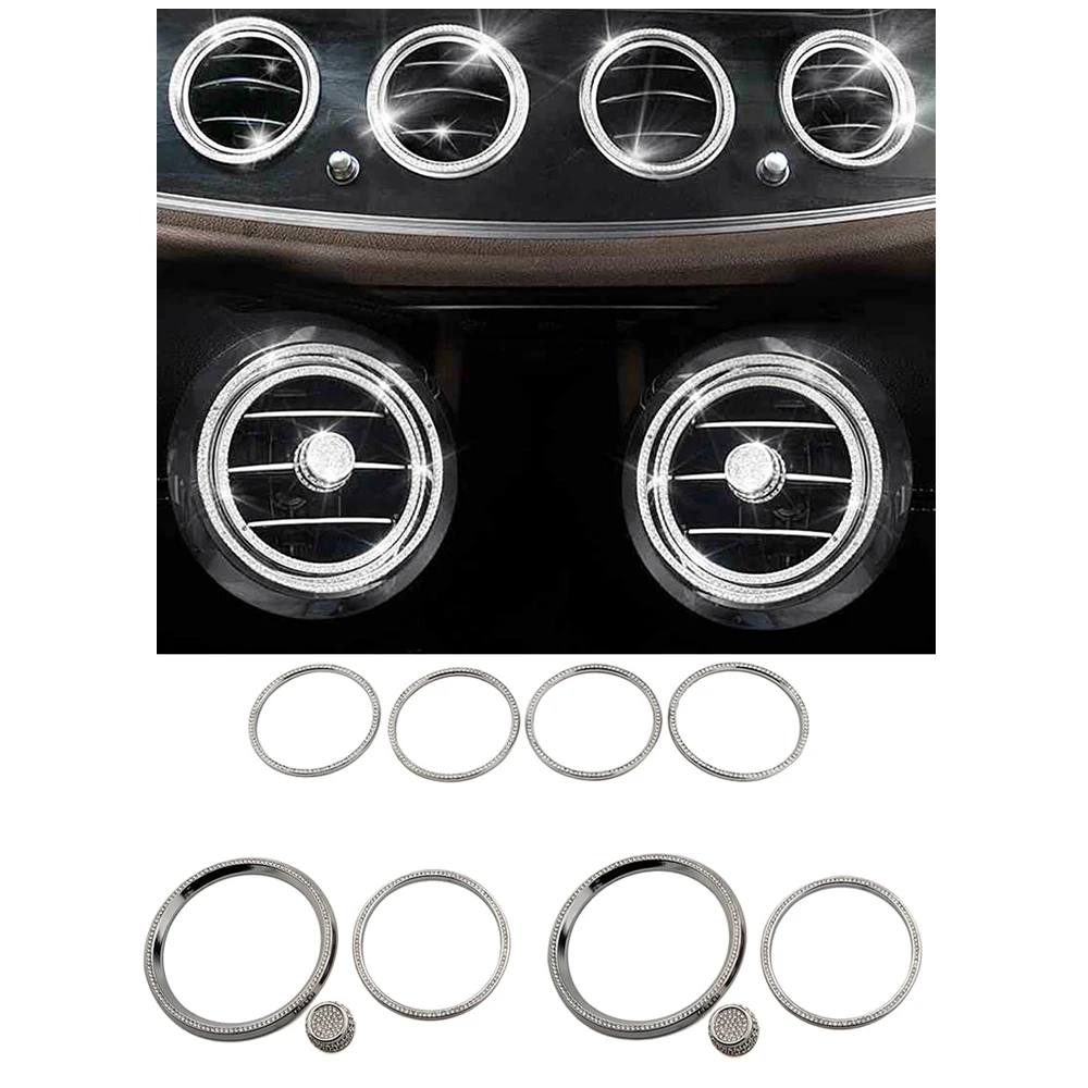 For Mercedes Benz E Class W213 2016-2019 Central Console Air Condition AC Outlet Vent Refit Crystal Diamond Decal Ring Trim