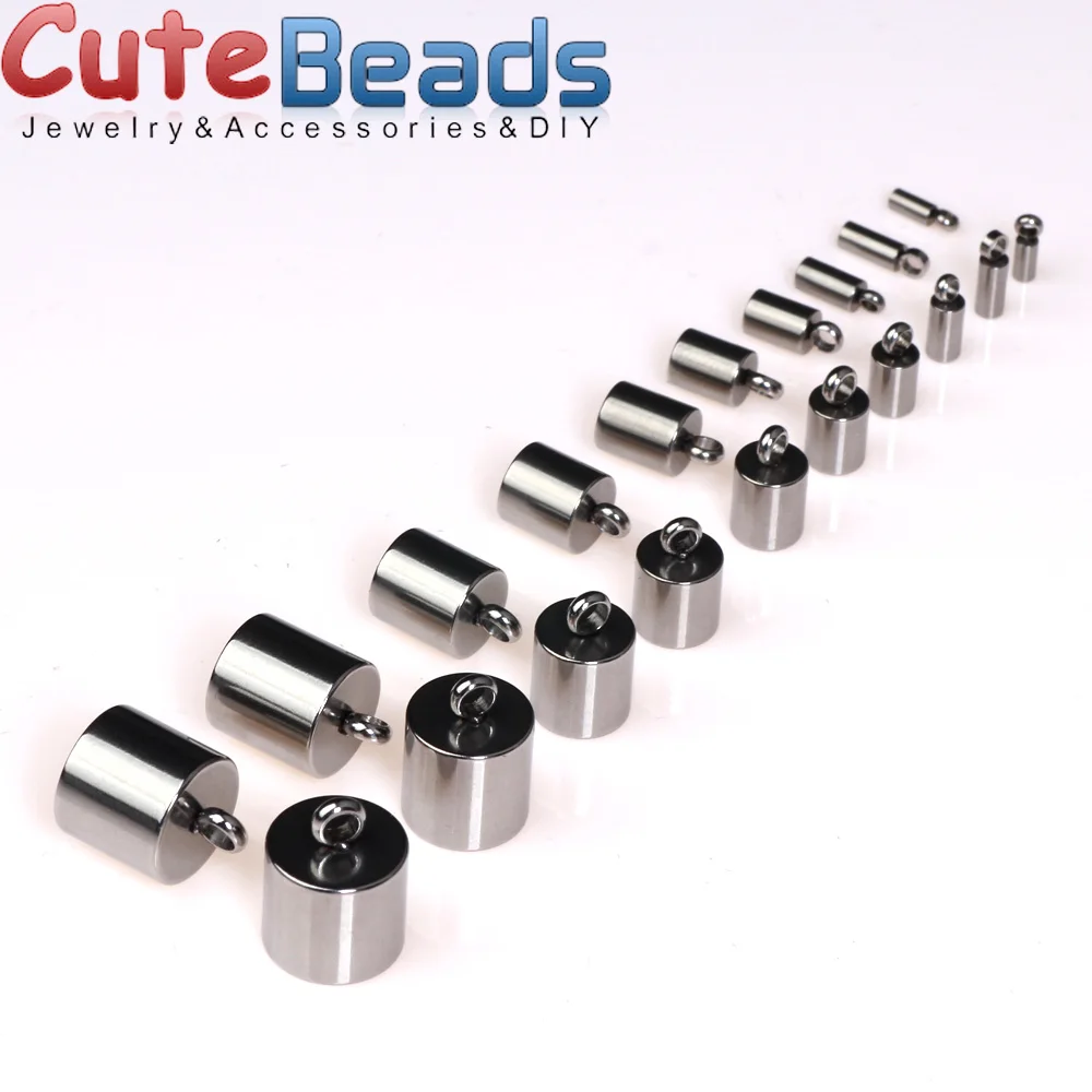 

High quality multi-size stainless steel end cap leather rope necklace bracelet tassel connector DIY jewelry production