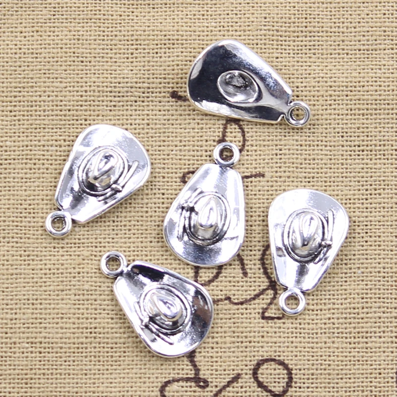 25pcs Charms Cowboy Hat 20x12mm Antique Silver Color Pendants DIY Crafts Making Findings Handmade Tibetan Jewelry