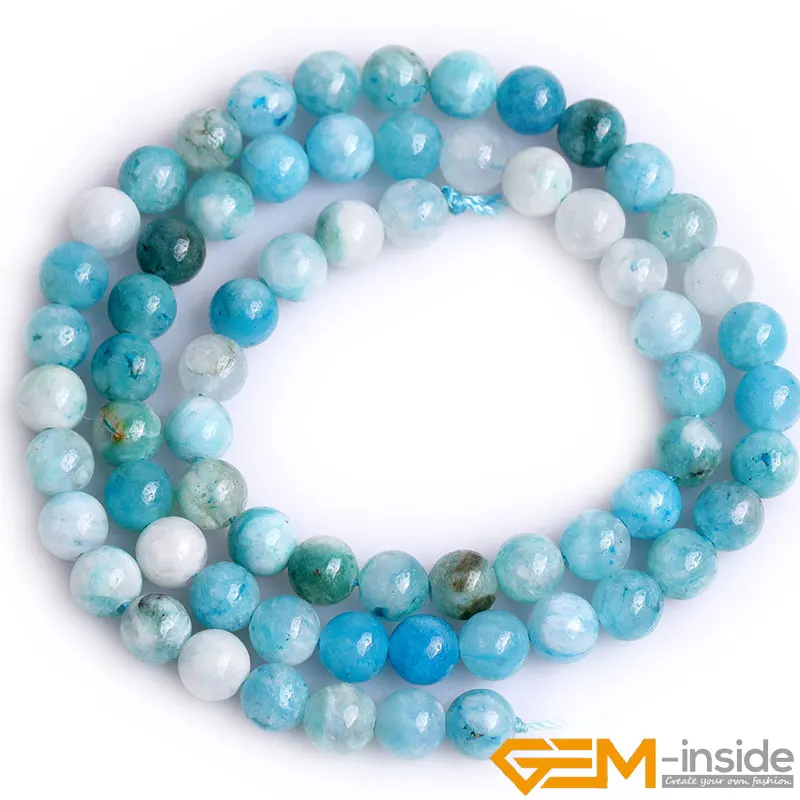 Natural Stone Blue Hemimorphite Round Loose Spacer Beads For Jewelry Making Strand 15