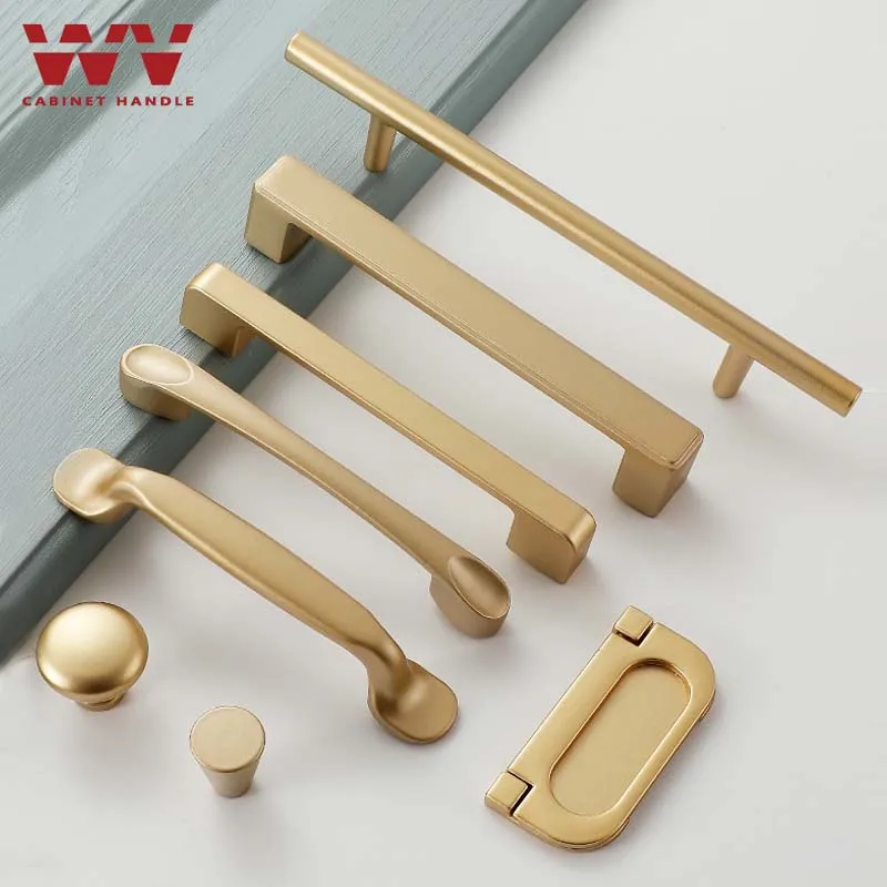 

WV American Closet Dressers Cabinet Handles Gold Kitchen Storage Cupboard Door Pulls Drawer Knobs Furniture Handle Hardwares